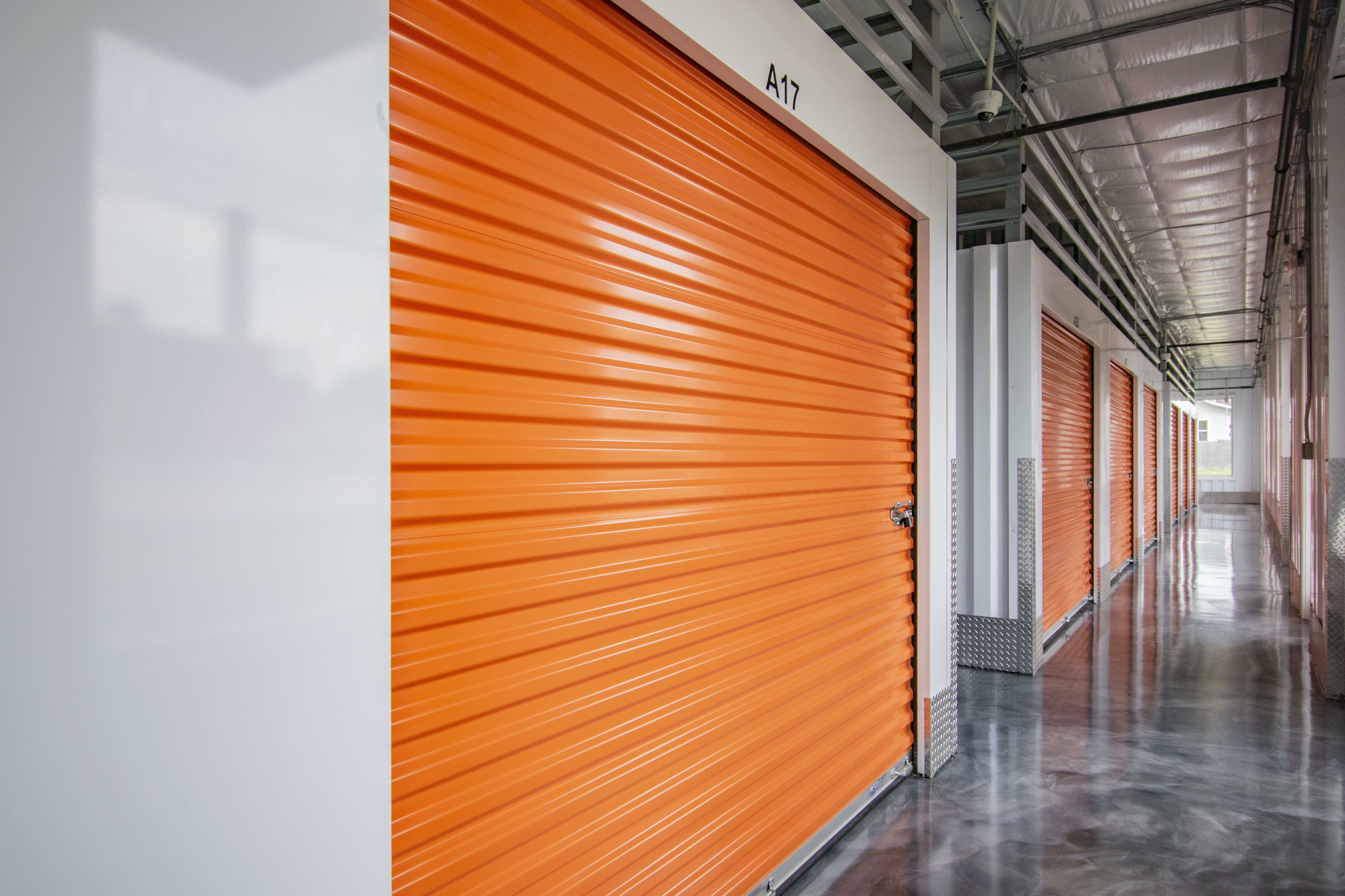 Orange doors hallway